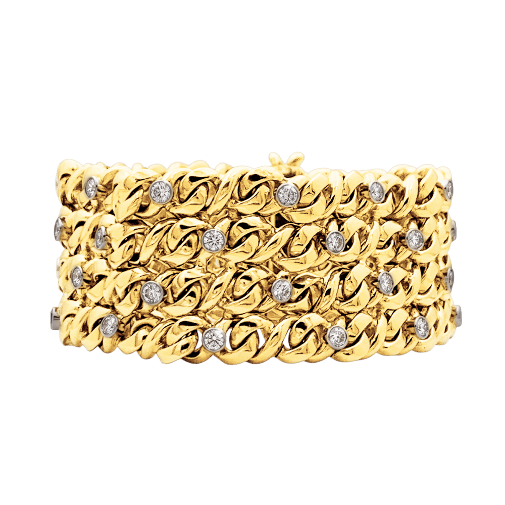 Bracelet Manchette en or jaune, platine et diamants - Castafiore