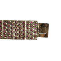 Bracelet Manchette en or rose, argent et rubis - Castafiore