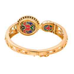 Bracelet Manchette en or rose, émail, émeraudes et diamants - Castafiore