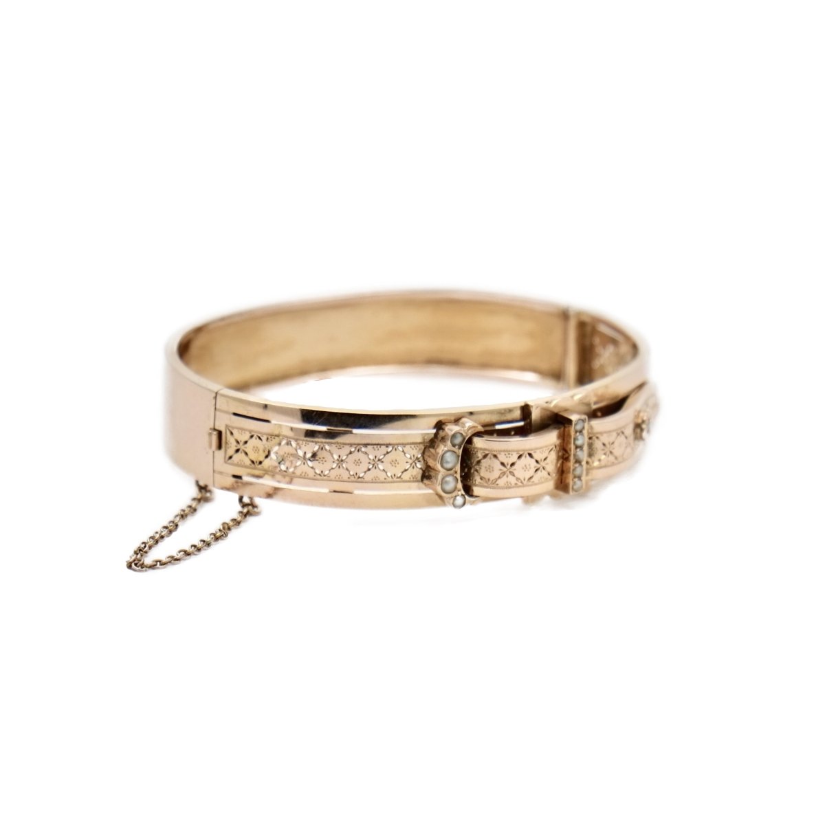 Bracelet Manchette en or rose et perles - Castafiore