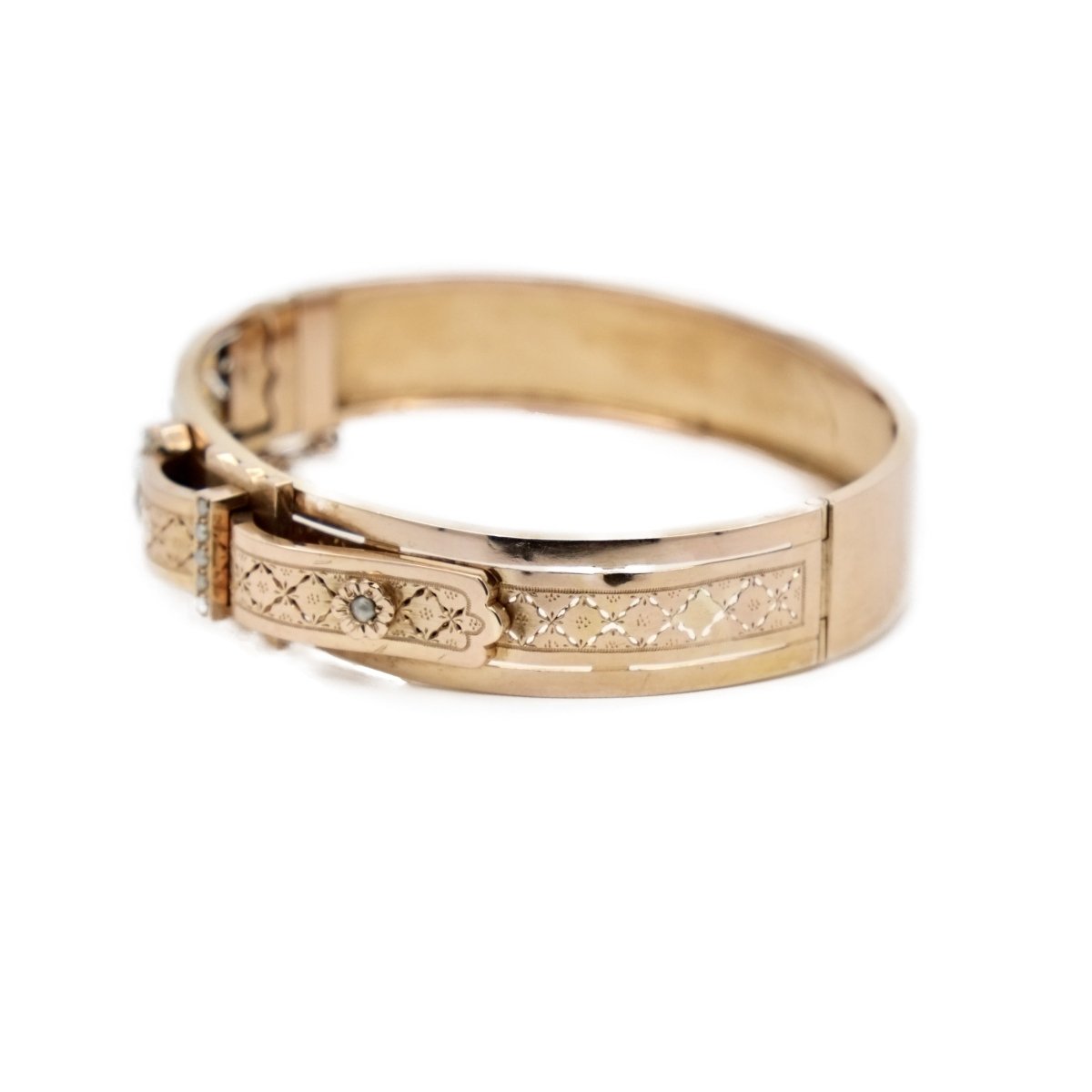 Bracelet Manchette en or rose et perles - Castafiore