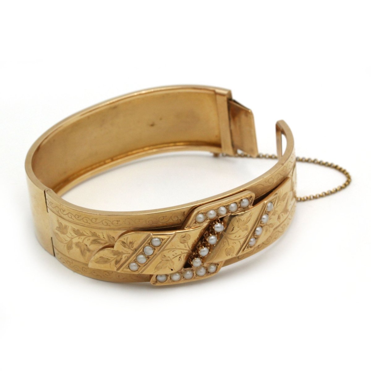 Bracelet Manchette Esclave - Or jaune & Demi - perles - Castafiore