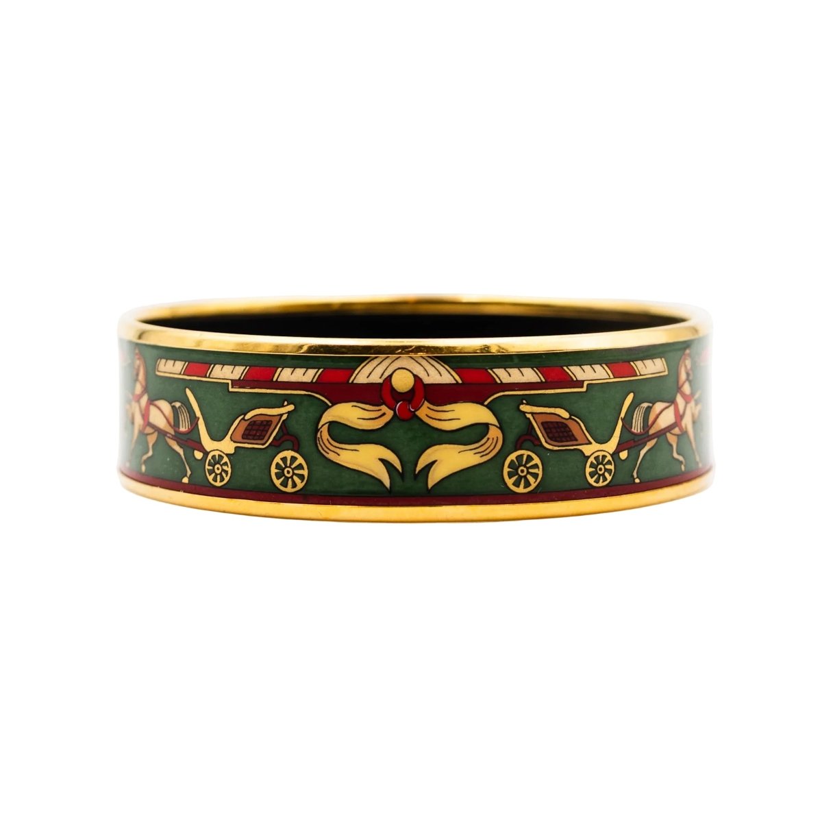 Bracelet Manchette et Boucles d'oreilles Clips HERMÈS en métal doré et émail - Castafiore