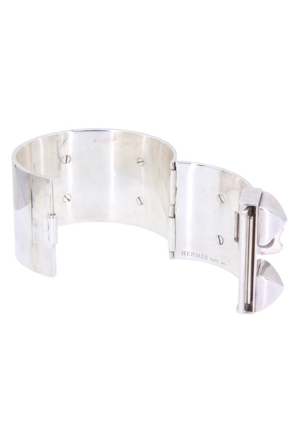 Bracelet manchette Hermès argent collier de chien - Castafiore