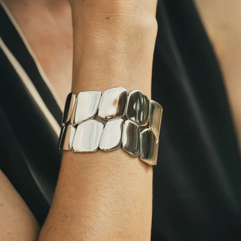 Bracelet Manchette HERMÈS "Niloticus" en argent - Castafiore