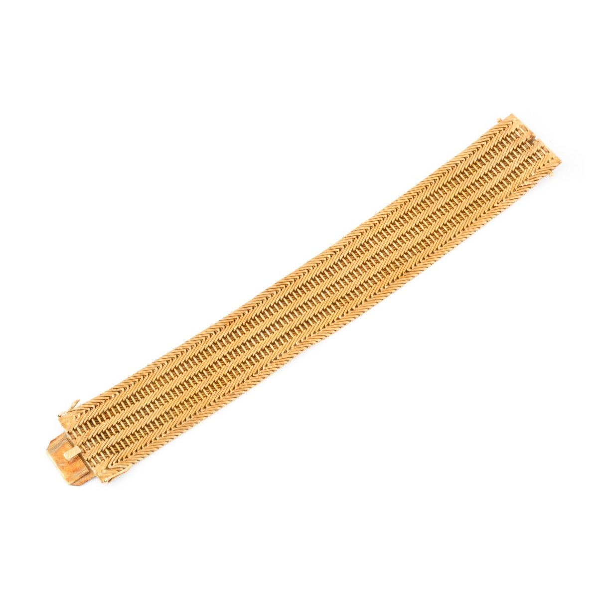 Bracelet Manchette maille épi en or jaune - Castafiore