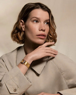 Bracelet manchette maille milanaise, diamants et citrine - Castafiore