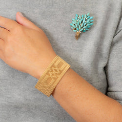 Bracelet Manchette maille polonaise en or rose - Castafiore