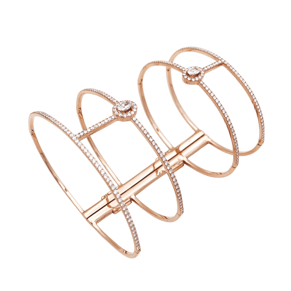 Bracelet Manchette MESSIKA "Glam'azone" en or rose et diamants - Castafiore