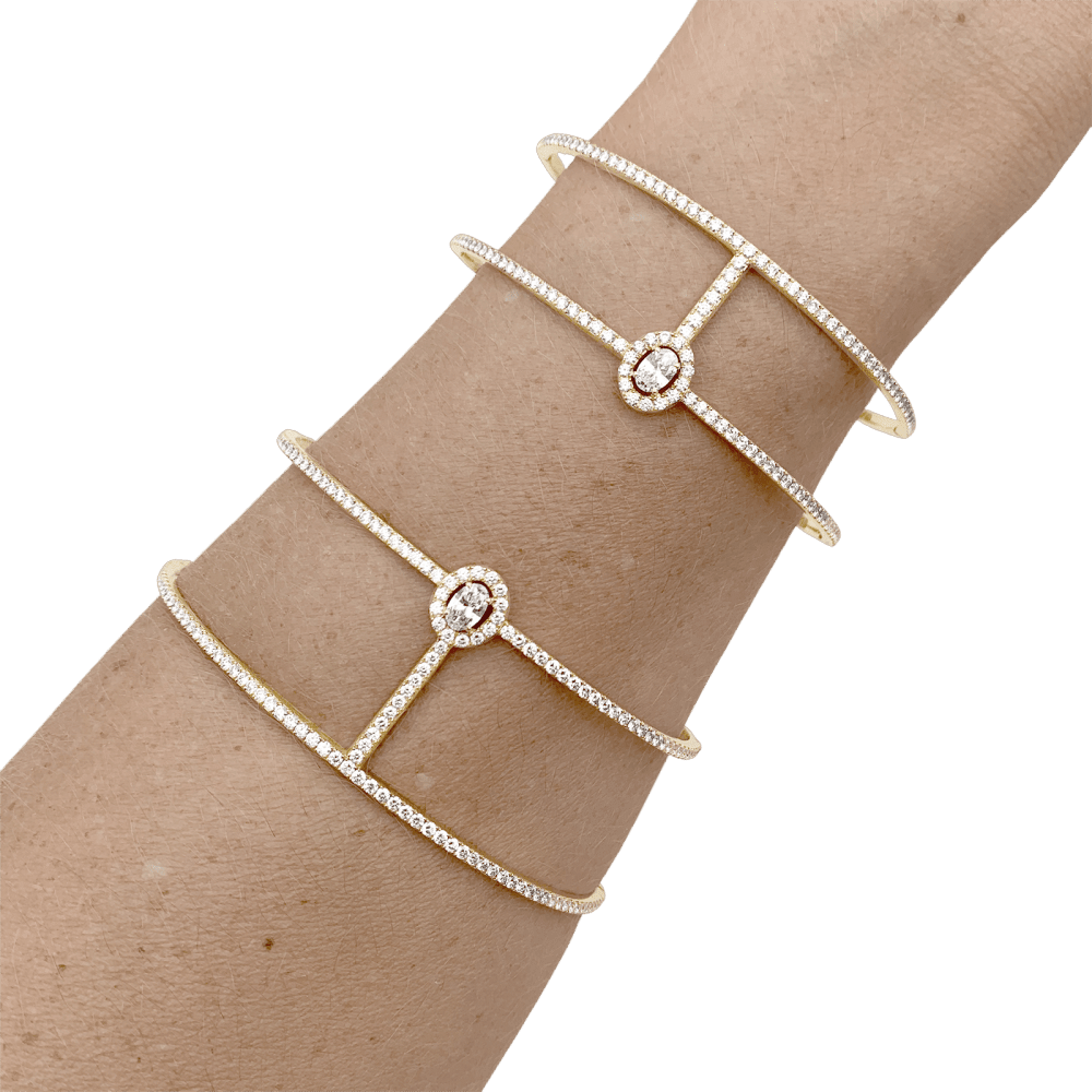Bracelet Manchette MESSIKA "Glam'azone" en or rose et diamants - Castafiore