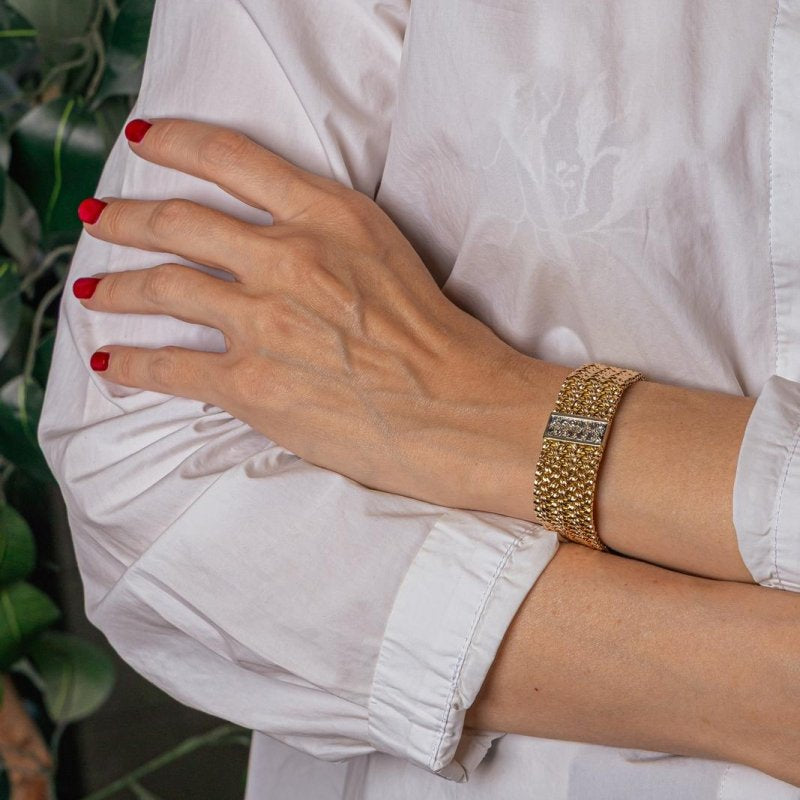 Bracelet Manchette Or jaune Diamant - Castafiore
