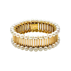 Bracelet Manchette POIRAY "Aphrodite" en or jaune et perles - Castafiore
