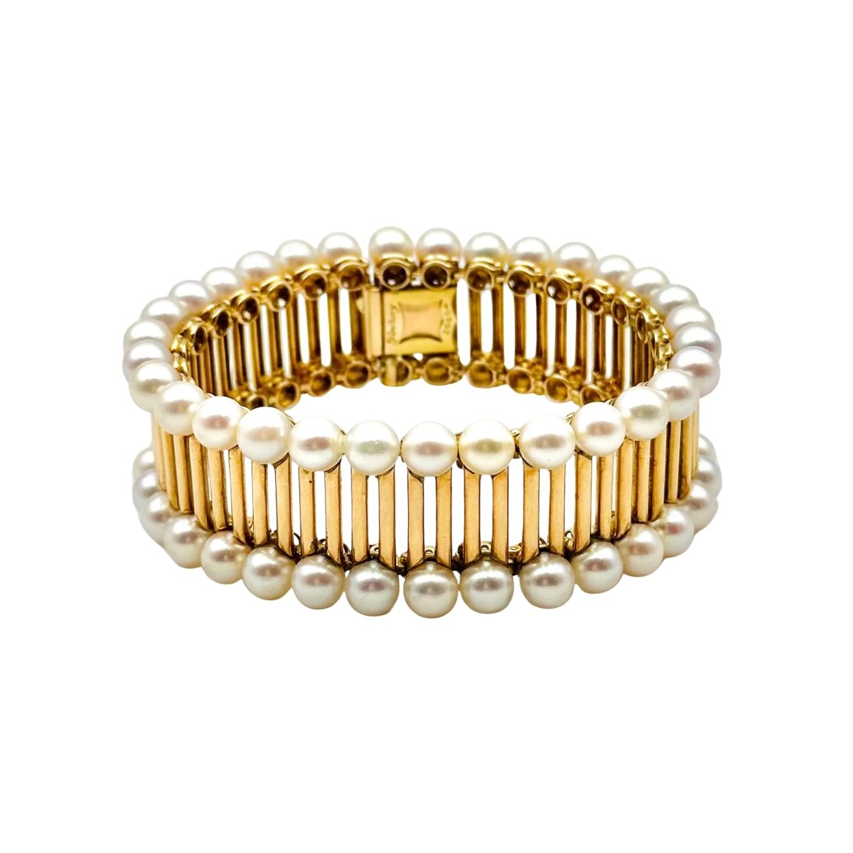 Bracelet Manchette POIRAY "Aphrodite" en or jaune et perles - Castafiore