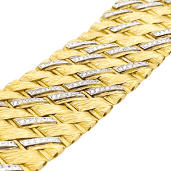 Bracelet Manchette STERLÉ en or jaune, platine et diamants - Castafiore