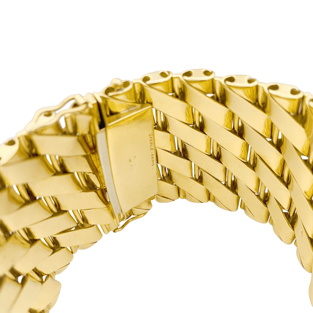 Bracelet Manchette STERLÉ en or jaune, platine et diamants - Castafiore