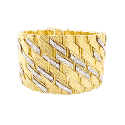 Bracelet Manchette STERLÉ en or jaune, platine et diamants - Castafiore