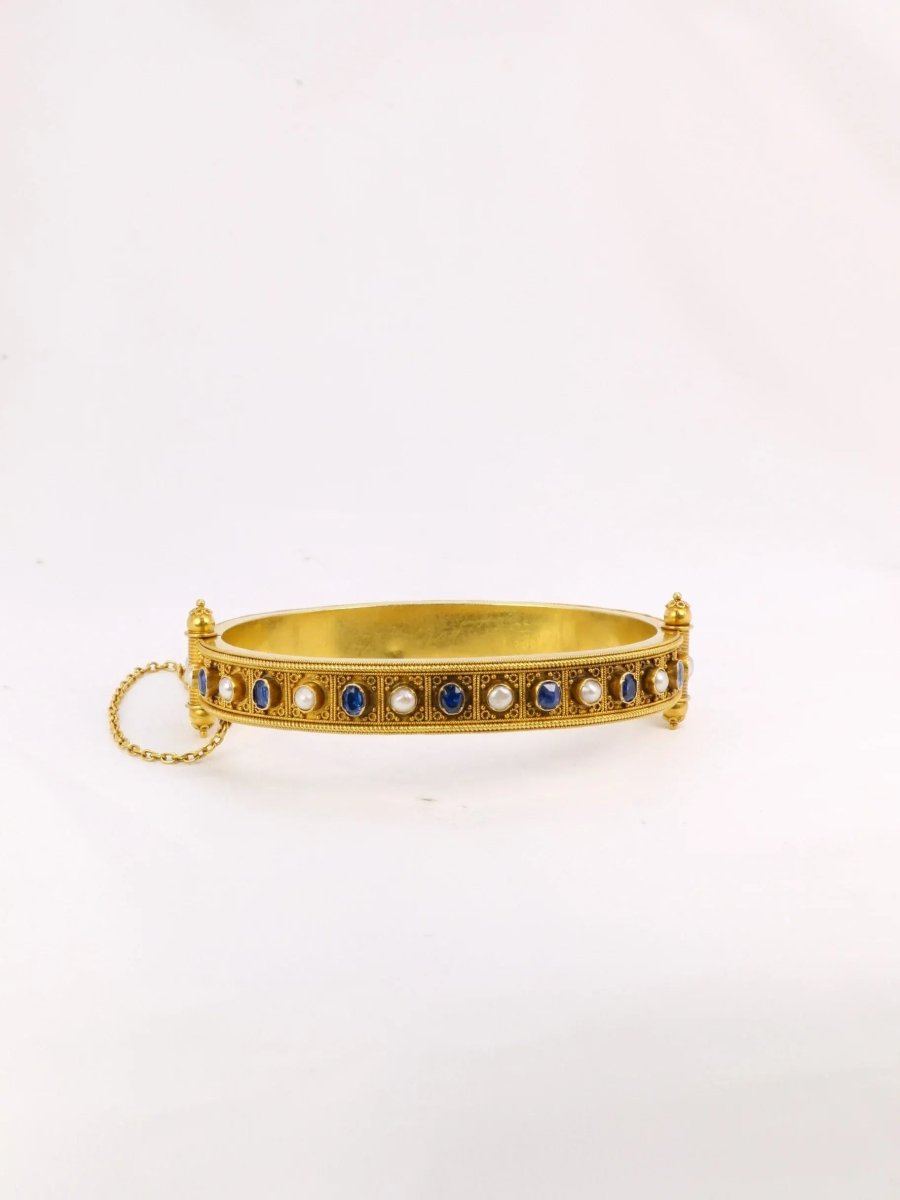 Bracelet MARCHESINI or filigrané saphirs perles - Castafiore