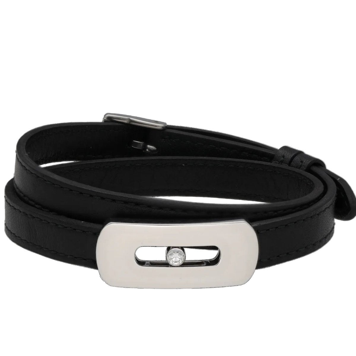 Bracelet MESSIKA "My Move XXL" en or blanc et cuir - Castafiore