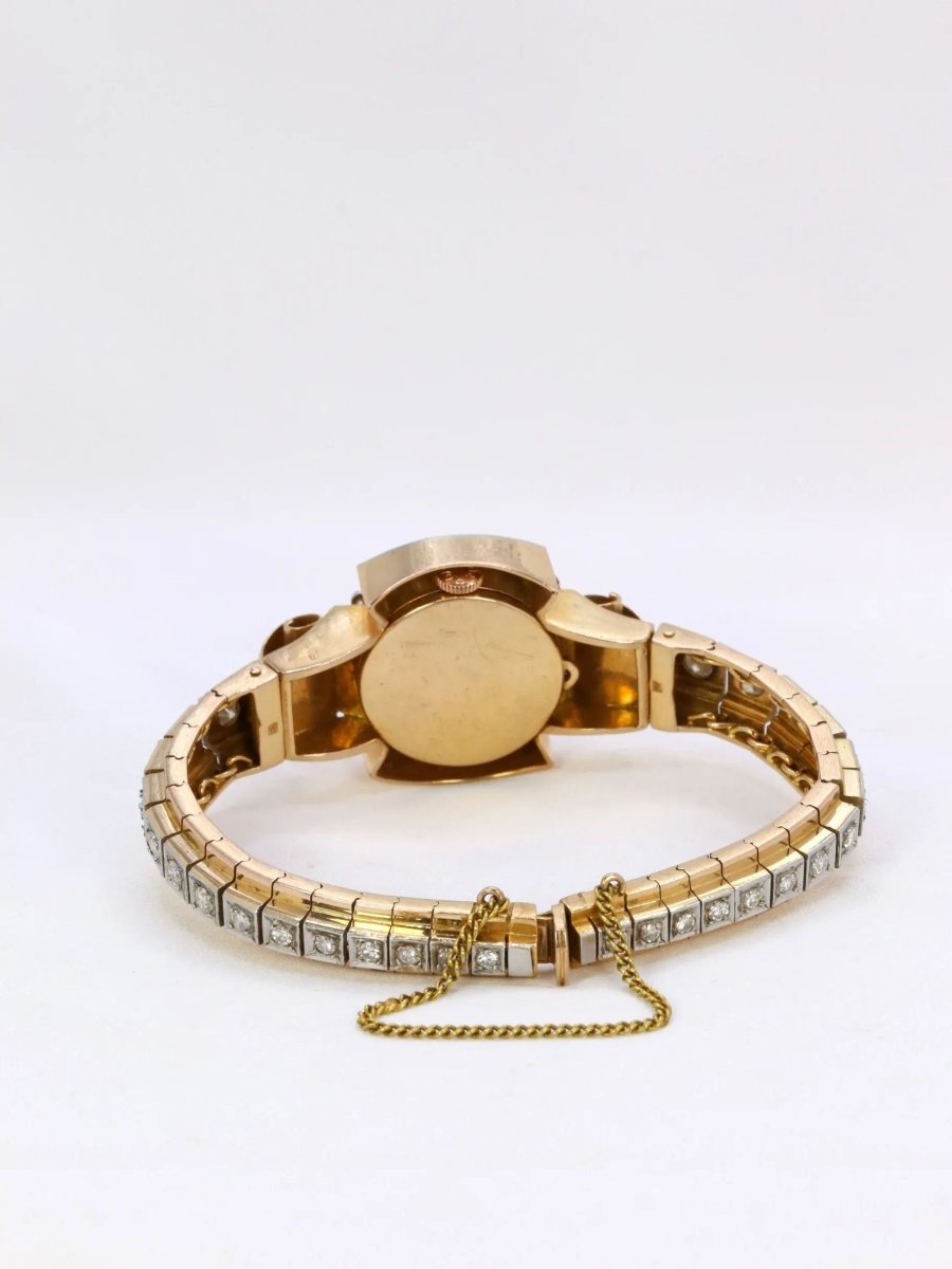 Bracelet Montre vintage en or jaune et diamants, 1950 - Castafiore