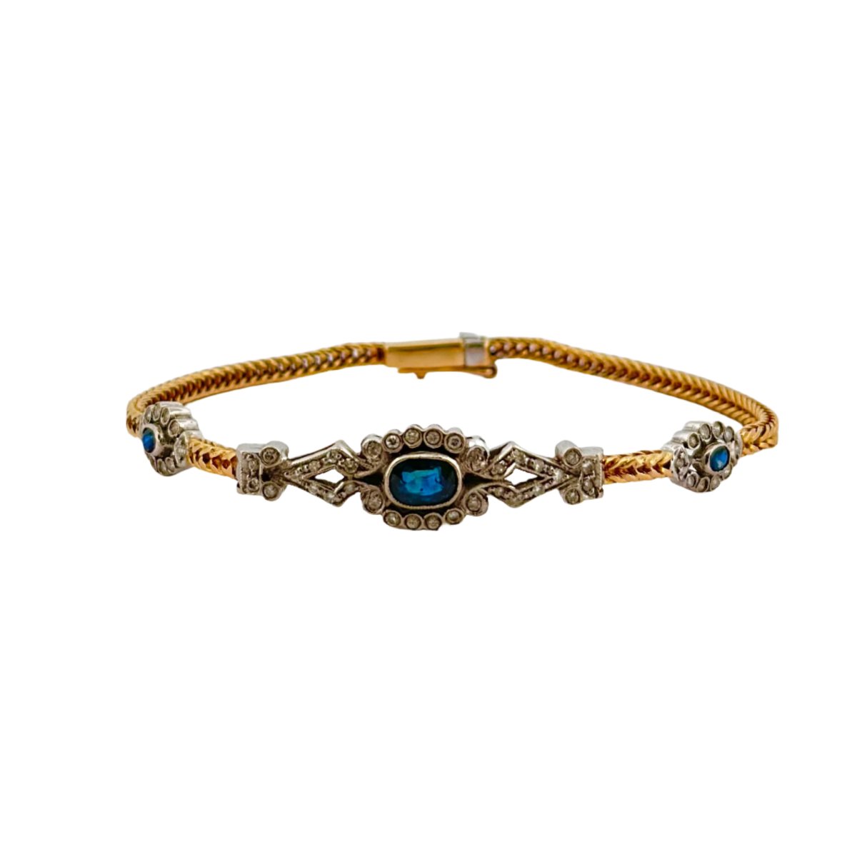 Bracelet Napoléon III en or, saphirs et diamants - Castafiore