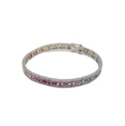 Bracelet or blanc serti de diamants et saphir multi-couleur - Castafiore