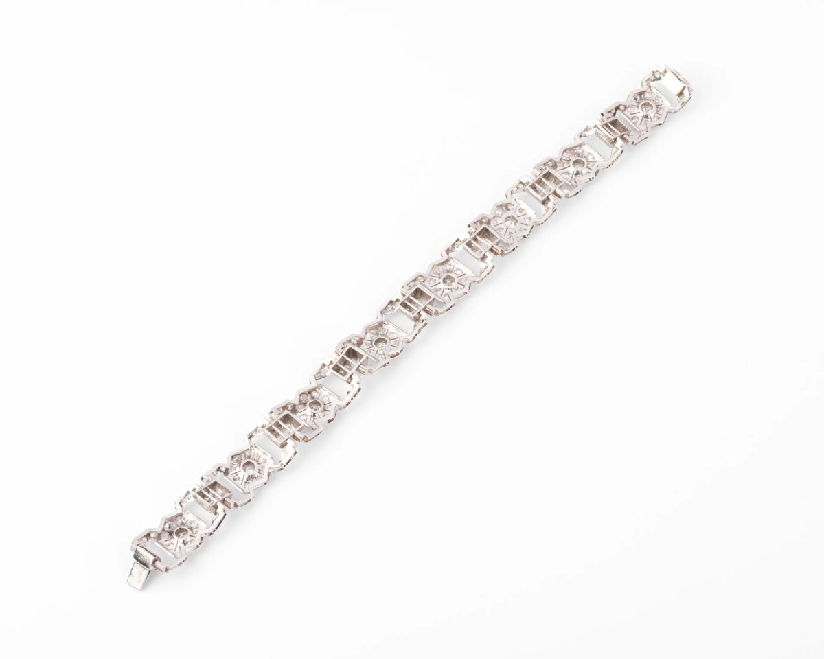 Bracelet or gris et platine au motifs octogonaux - Castafiore