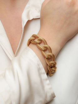 Bracelet or jaune maillons textures ovales - Castafiore