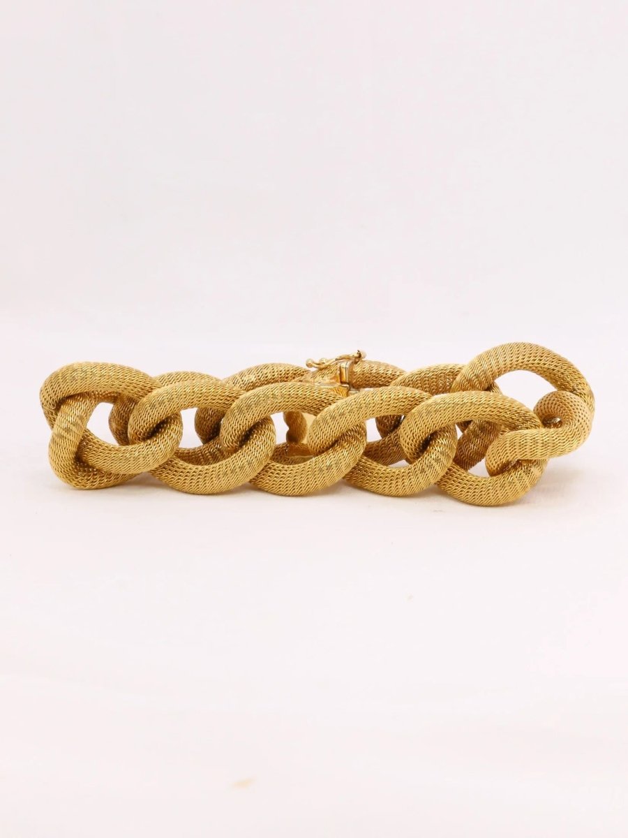 Bracelet or jaune maillons textures ovales - Castafiore