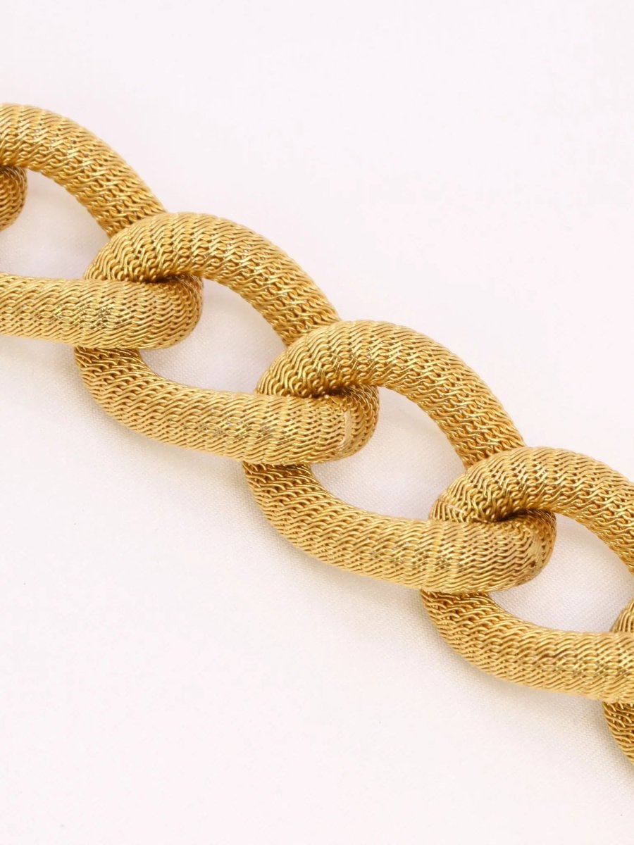 Bracelet or jaune maillons textures ovales - Castafiore