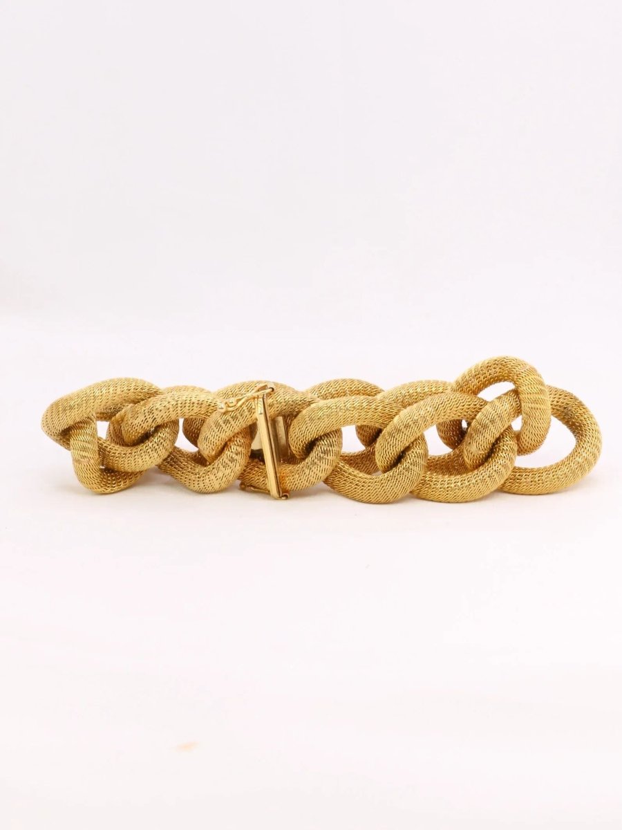 Bracelet or jaune maillons textures ovales - Castafiore