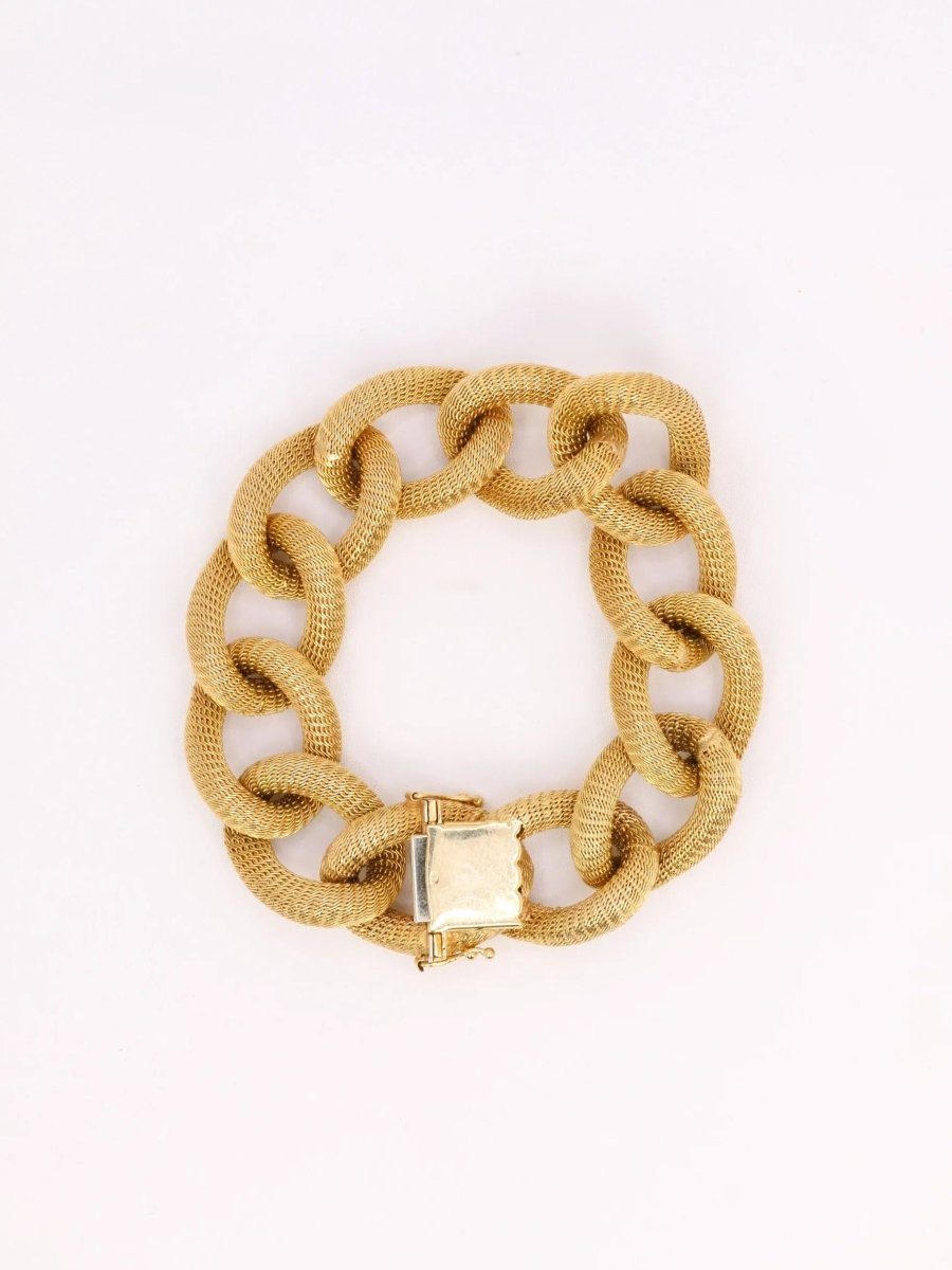 Bracelet or jaune maillons textures ovales - Castafiore