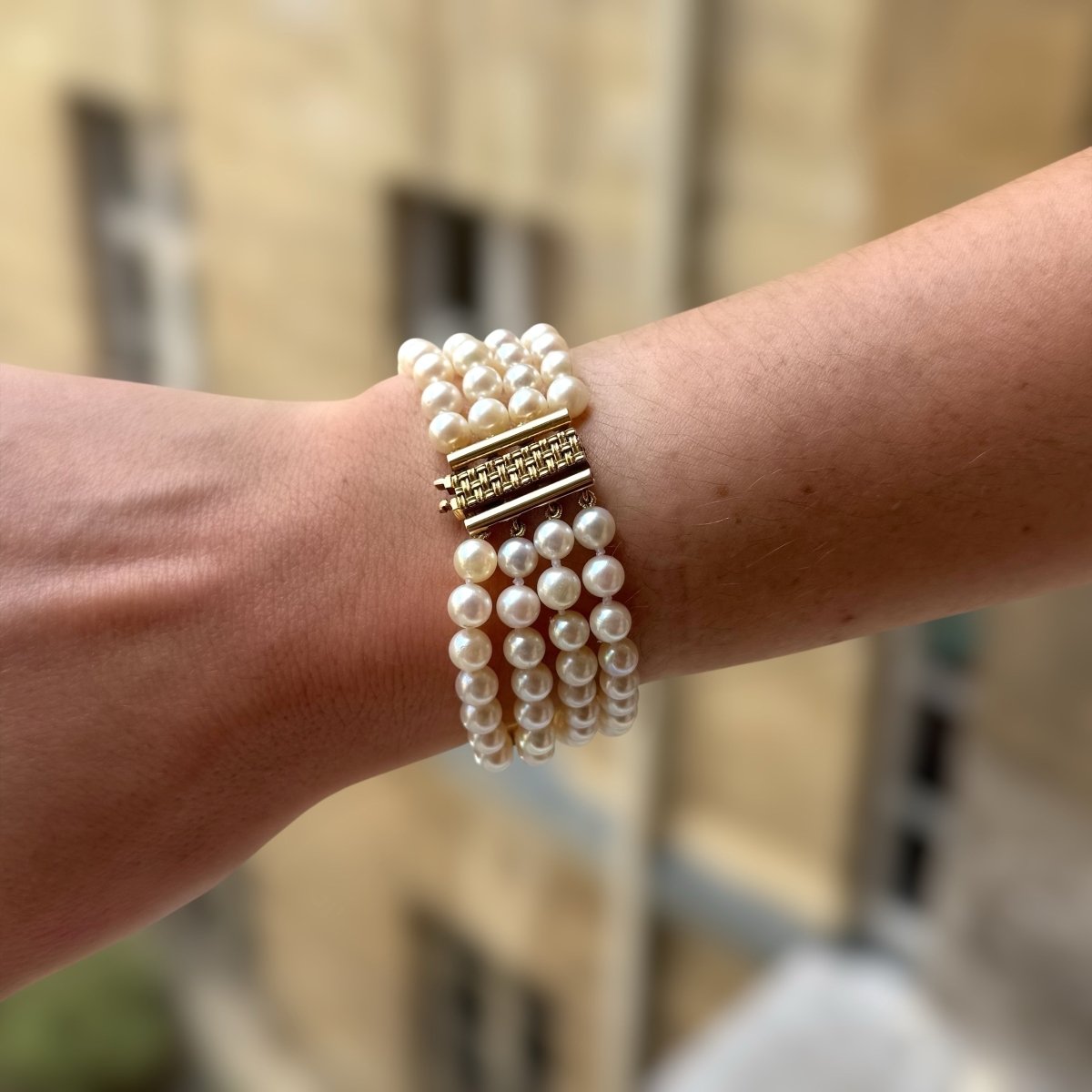Bracelet perles en or jaune et perles de culture Akoya - Castafiore