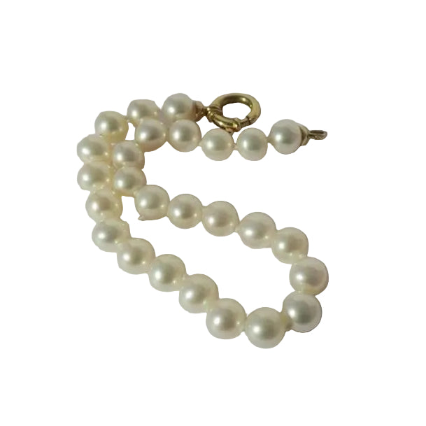 Bracelet perles fermoir anneau marin en or jaune et perle - Castafiore