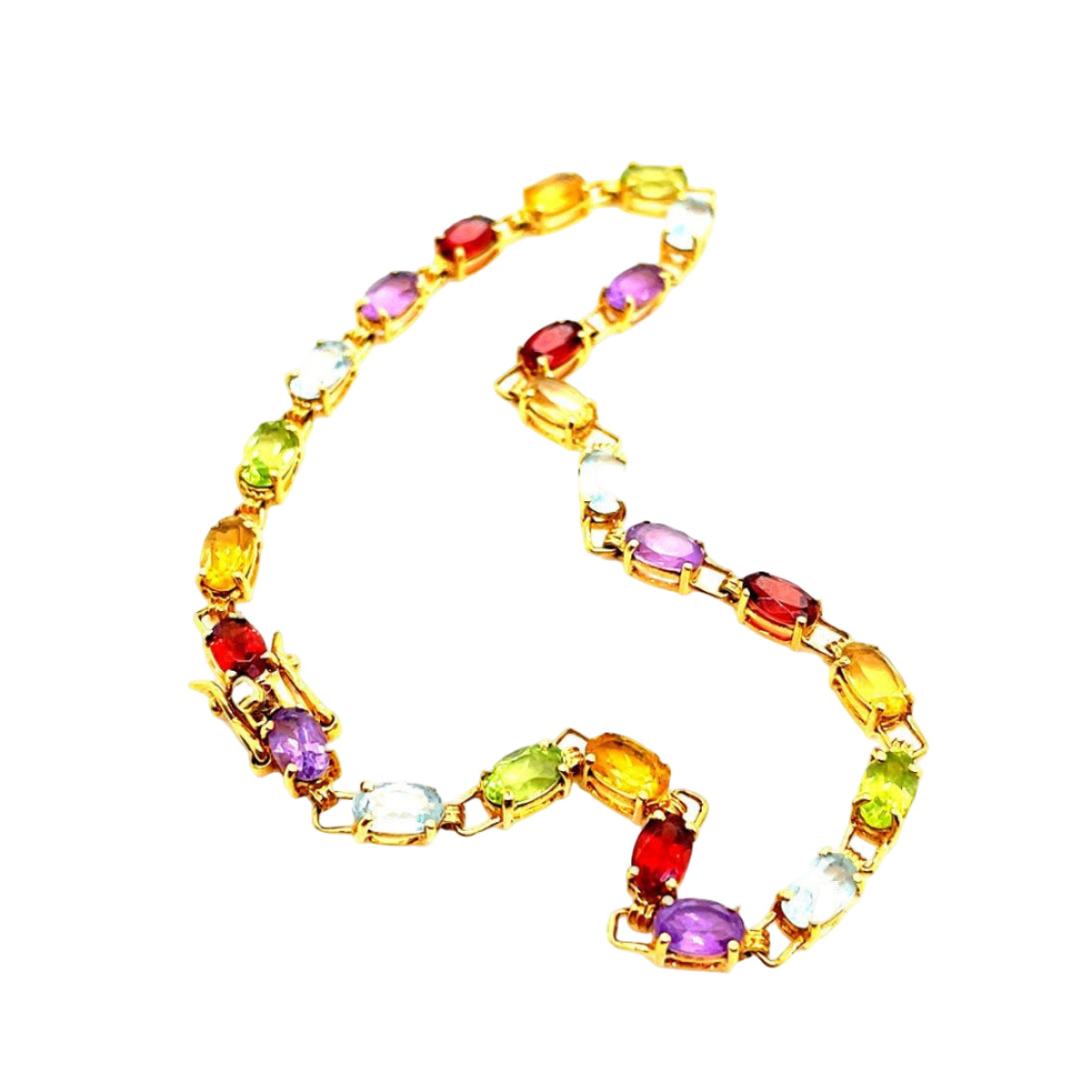 Bracelet Pierres fines en or jaune grenats, péridots, aigue - marines, citrines, améthystes - Castafiore