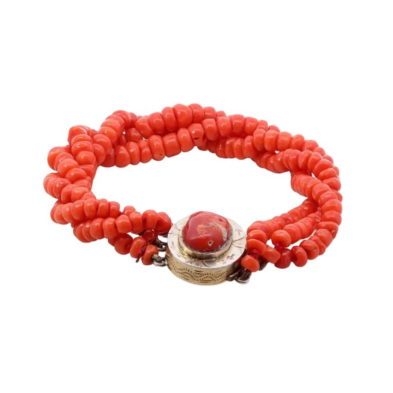 Bracelet plaqué or et corail - Castafiore