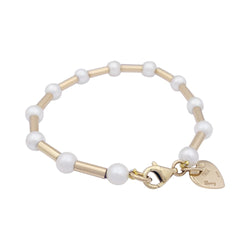 Bracelet Poiray, "Roseau", or jaune et perles. - Castafiore