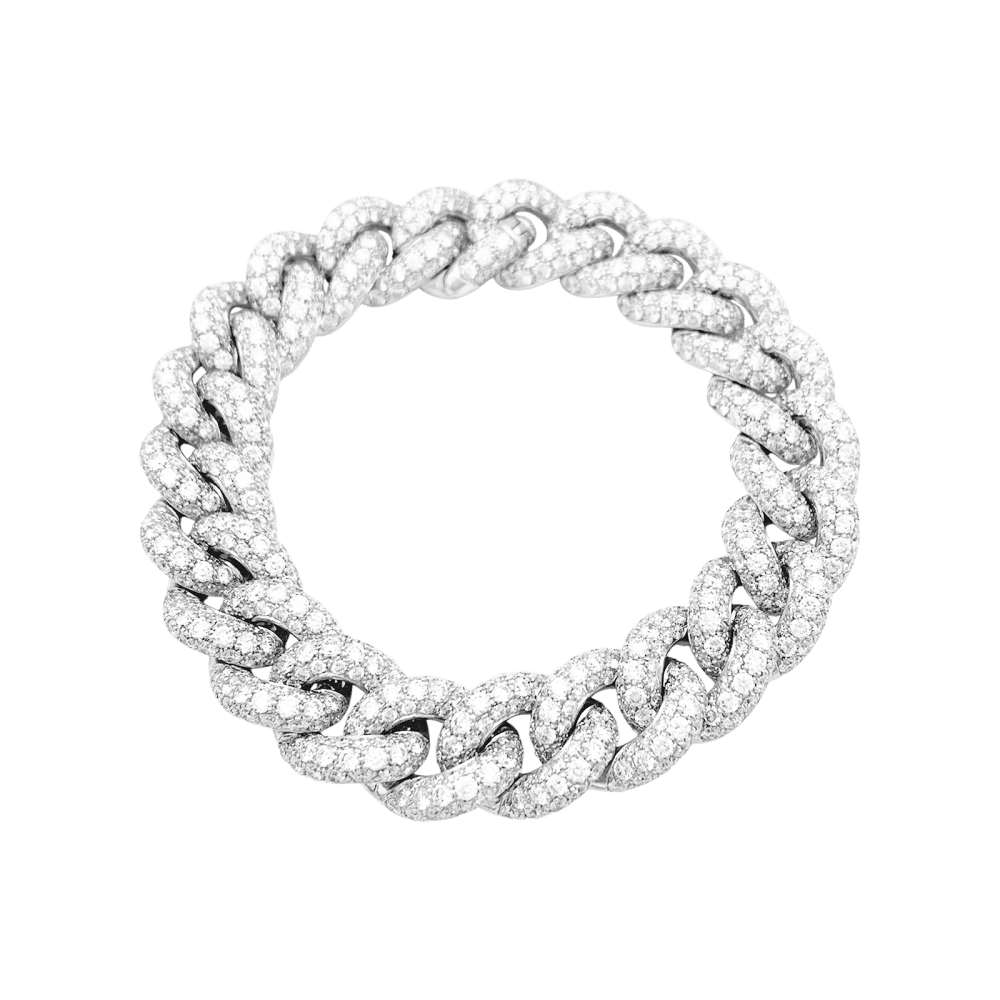 Bracelet POMELLATO Catene maille gourmette en or blanc et diamants - Castafiore