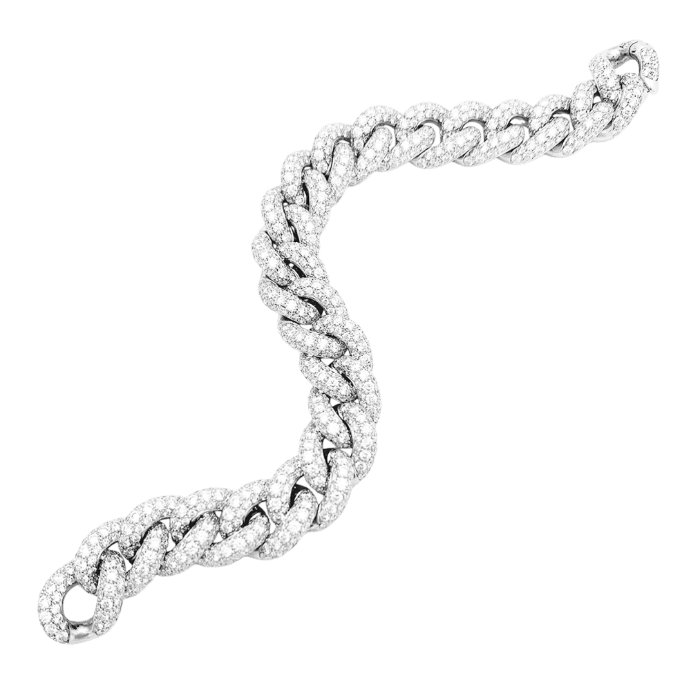 Bracelet POMELLATO Catene maille gourmette en or blanc et diamants - Castafiore