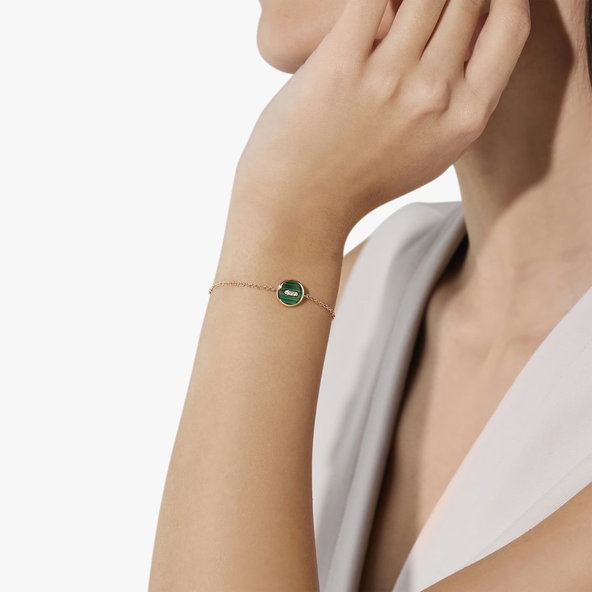 Bracelet POMELLATO "Pom Pom Dot" en or rose, malachite, nacre et diamants - Castafiore