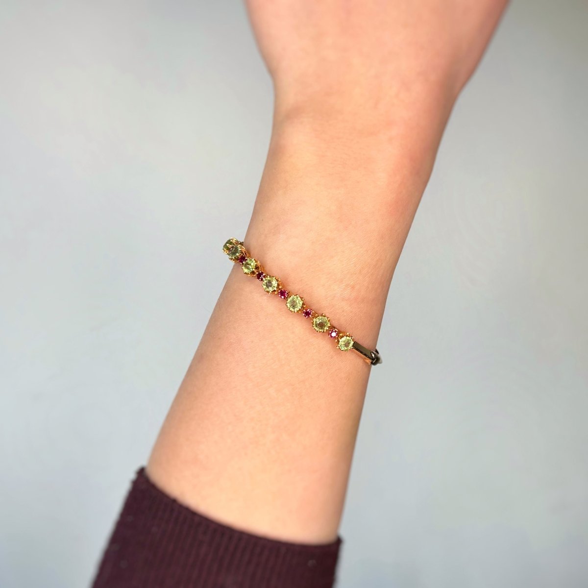 Bracelet Rigide - Or, Péridots et Rubis - Castafiore