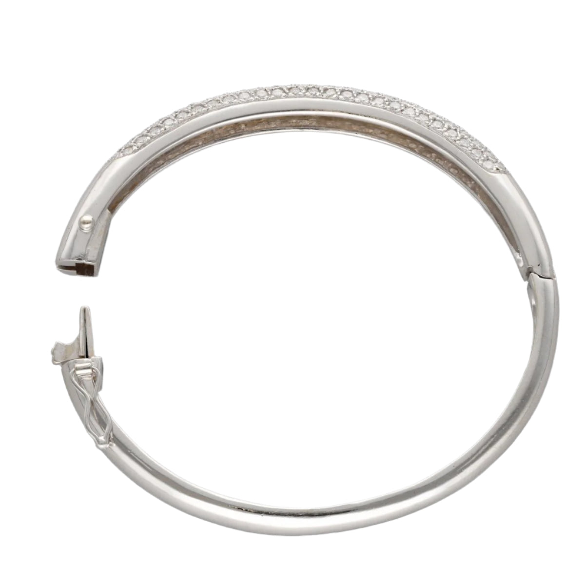 Bracelet rigide ouvrant en or gris 18 Cts serti de 5,0 Cts de diamants G - VS. - Castafiore