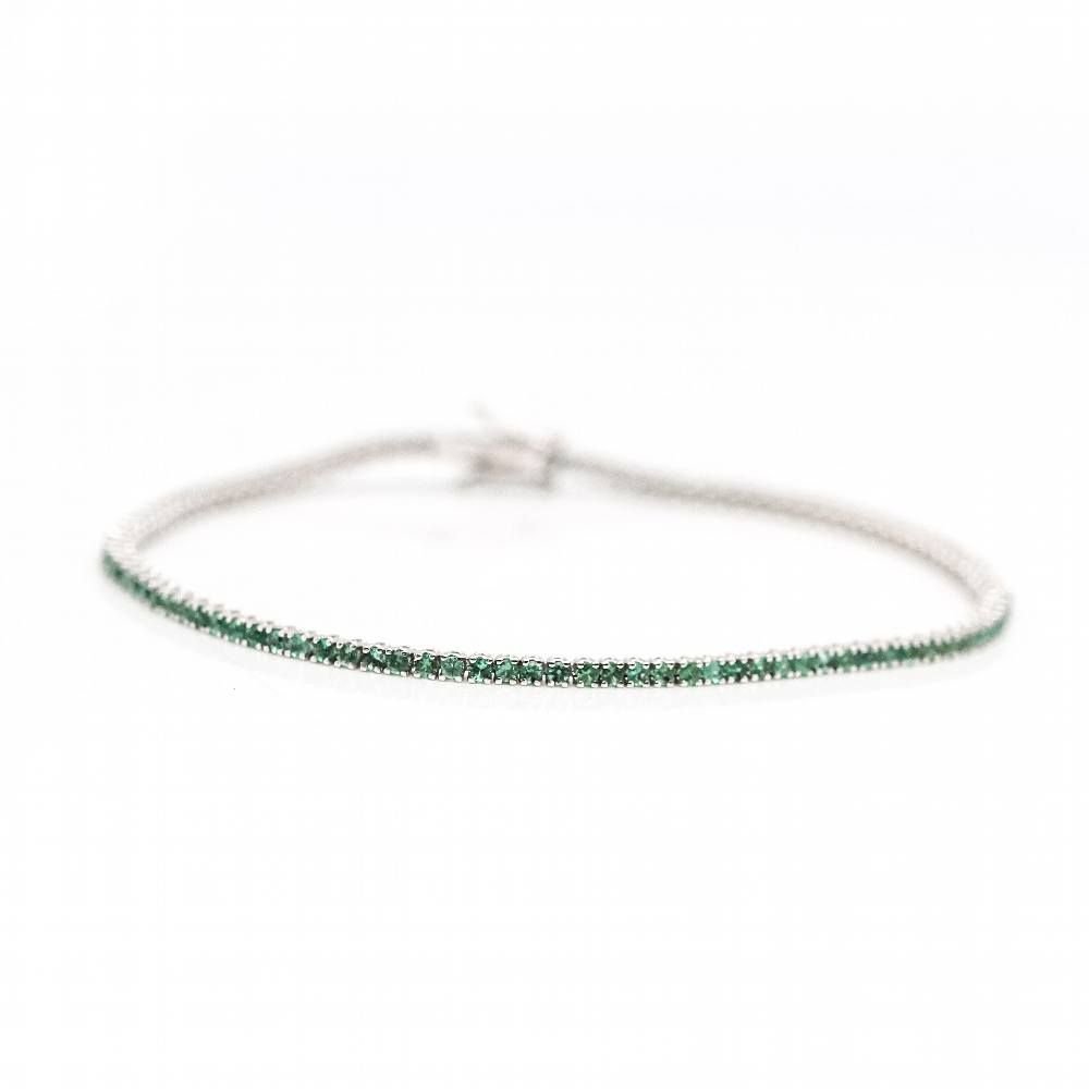 Bracelet Riviere en or blanc et émeraudes - Castafiore