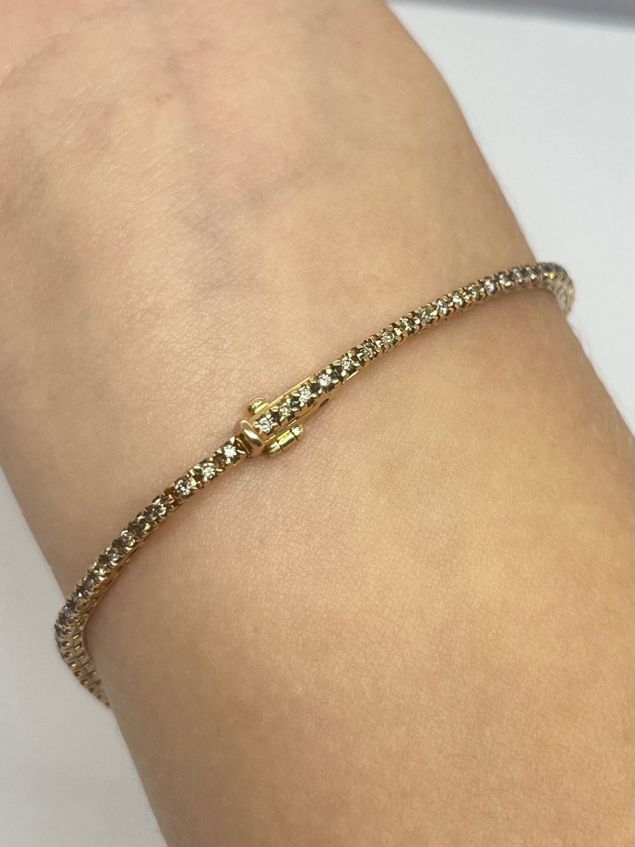 Bracelet rivière or rose et diamants 1 ct - Castafiore