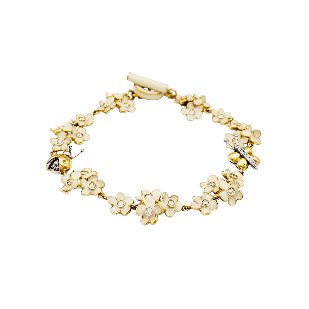 Bracelet ROBERTO COIN en or rose, émail et diamants - Castafiore