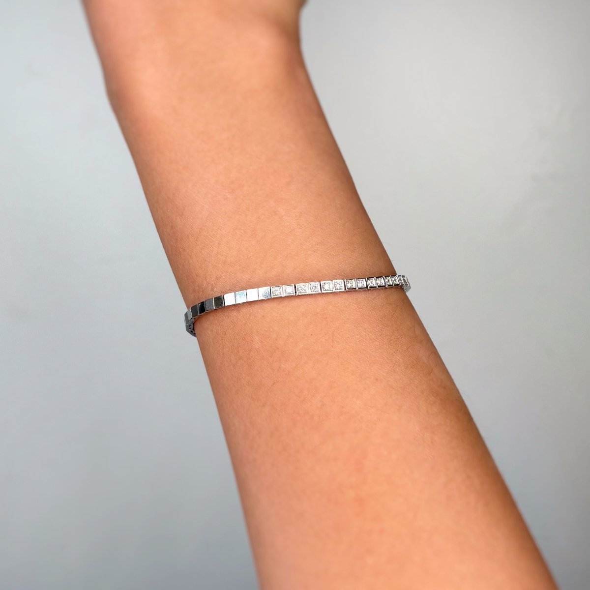 Bracelet Semi - rigide - Or blanc et Diamants - Castafiore