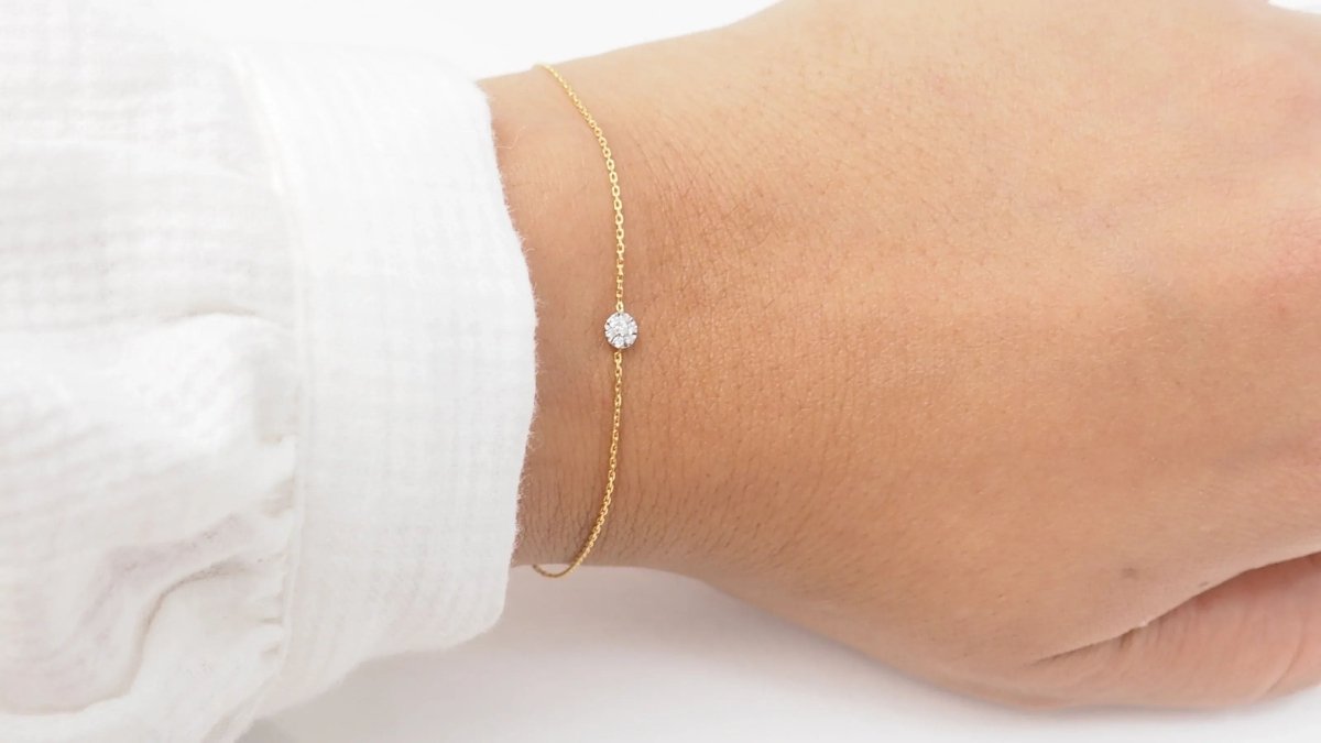 Bracelet solitaire en diamant et or jaune - Castafiore