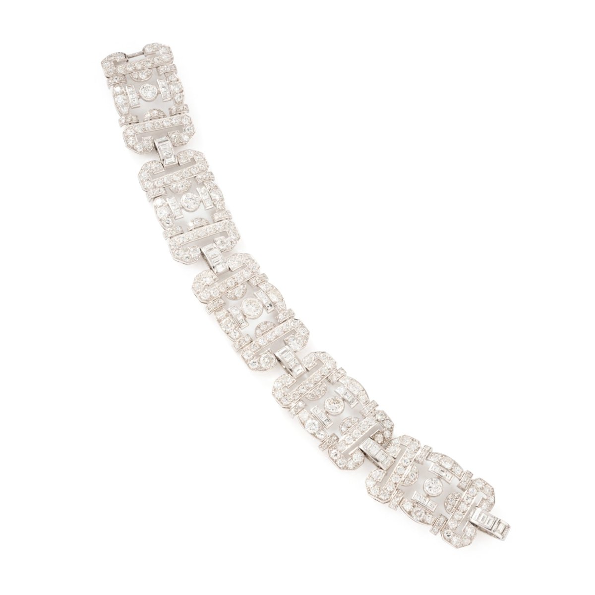 Bracelet Souple Art déco en or blanc et diamants - Castafiore