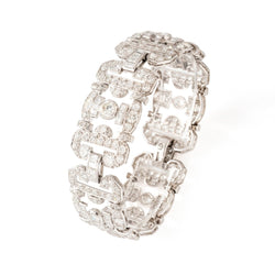Bracelet Souple Art déco en or blanc et diamants - Castafiore