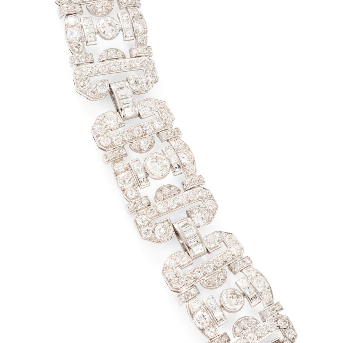 Bracelet Souple Art déco en or blanc et diamants - Castafiore