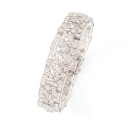 Bracelet Souple Art déco en or blanc, platine et diamants - Castafiore